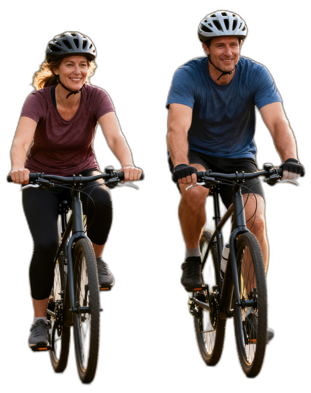 couple biking